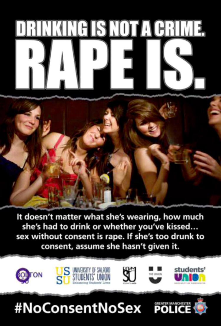 gmpolice's tweet photo. Drinking is not a crime, rape is. 

Rape is NEVER the victim's fault. 

#noconsentnosex http://t.co/NBHBBMpZpf