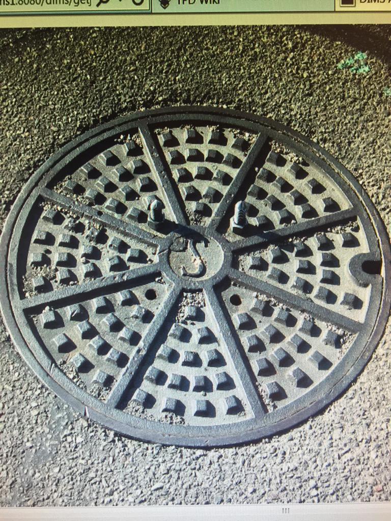 SgtDugan's tweet image. CAUTION-Drivers! Metal spikes have been found sticking out of several manhole covers. Call 88-CRIME w/any info.
