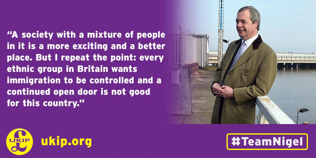 Nigel_Farage's tweet photo. A society with a mixture of people is better and more exciting but we can't have open borders #AskNigelFarage #bbcqt http://t.co/cy6LABAer3