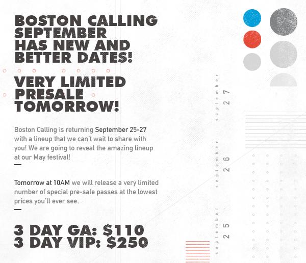 bostoncalling's tweet image. Fall pre-sale tomorrow at 10AM - RT with your lineup predictions and we’ll give away some September tickets!