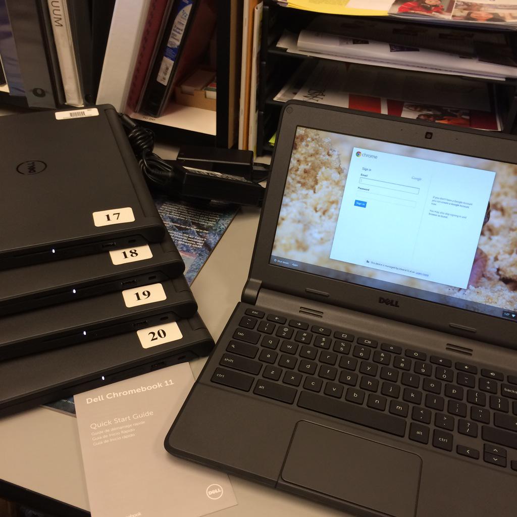 LibrarySVHS's tweet photo. Preparing 20 new Chromebooks for student use! Thank you, city of Irondale!  @mbb_mbb2u #jefcoed http://t.co/2Ov6iINPIV