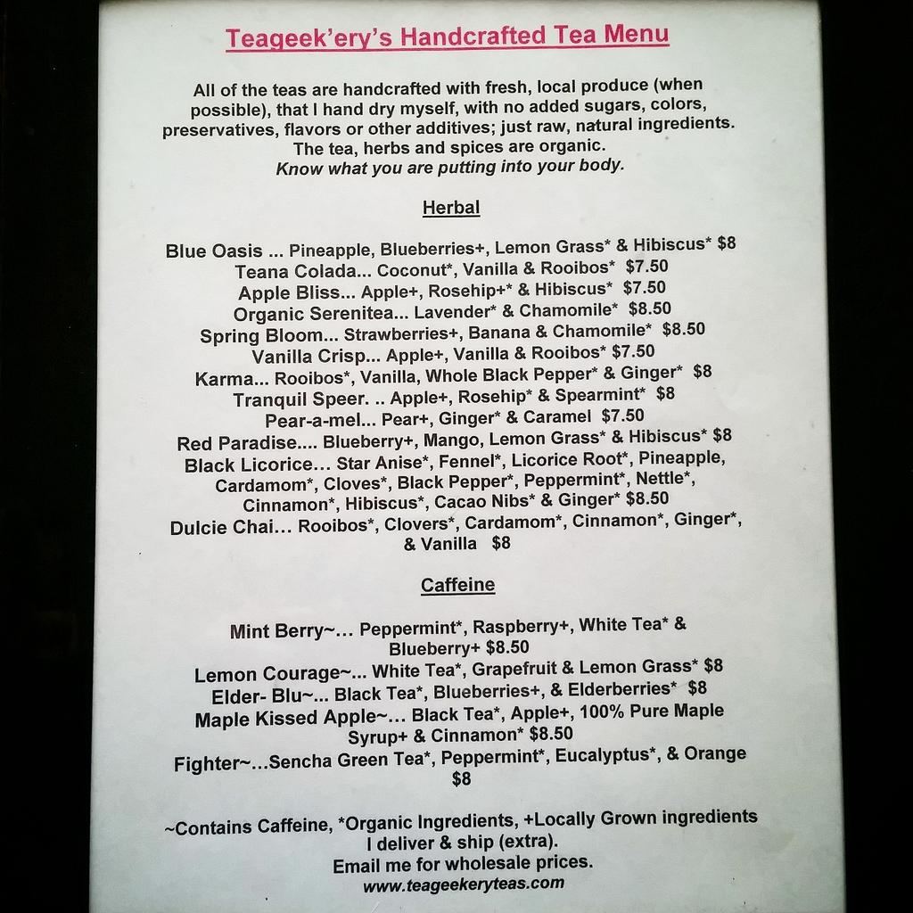 Teageekery's tweet image. The #teamenu thus far &amp;amp; don&apos;t forget about the #buildyourown #tea #station! Get #creative &amp;amp; make your #own tea ♡