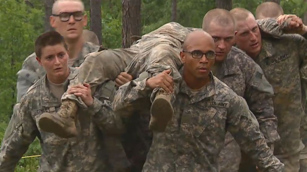 Female soldiers participating in Army’s Ranger School at Fort Benning
