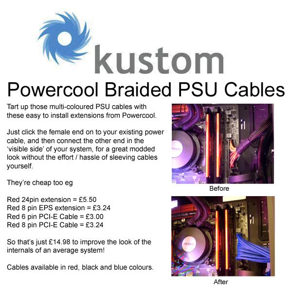 kustompcs's tweet photo. Powercool braided PSU Extensions - modded look, cheap! £1.20 - £5.50 http://t.co/dGgrz5DvzB