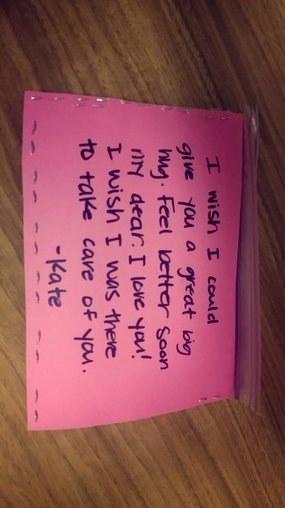 Katie_Larson22's tweet photo. It sucks being sick w/o your best friend to take care of you. Thank you for being so thoughtful from miles away! 😘❤ http://t.co/tEDCYoZSOa