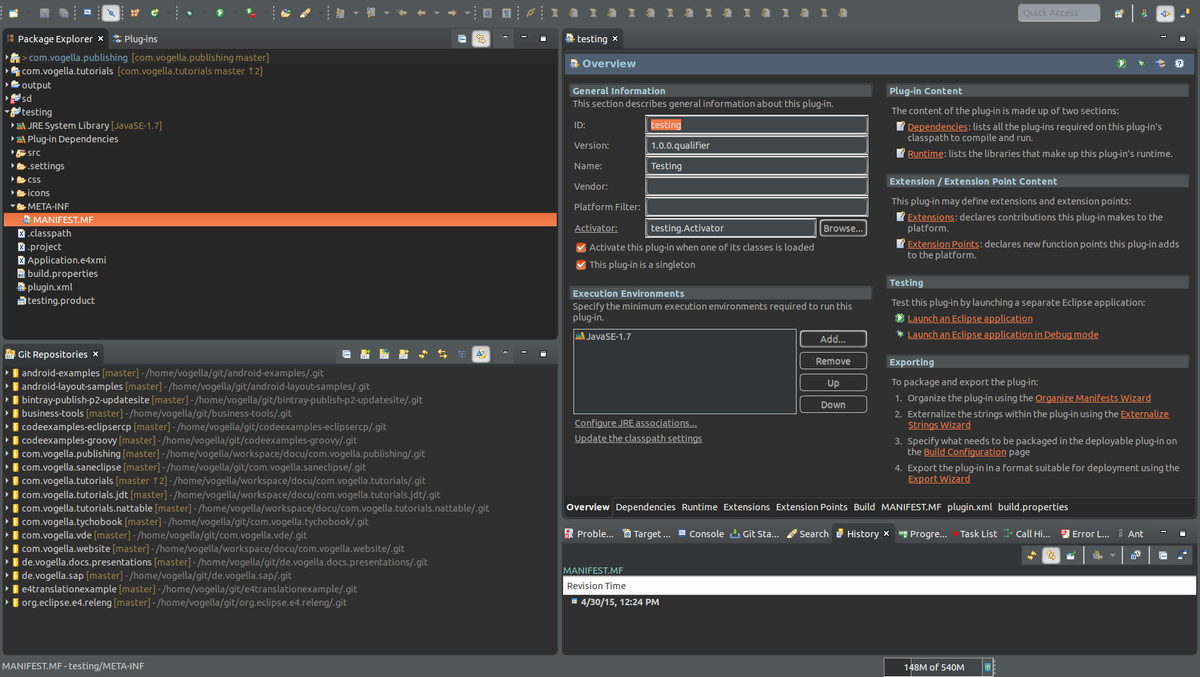 vogella's tweet photo. Dark Eclipse still looking good on Ubuntu 15.04 http://t.co/Hw0clLQWkA