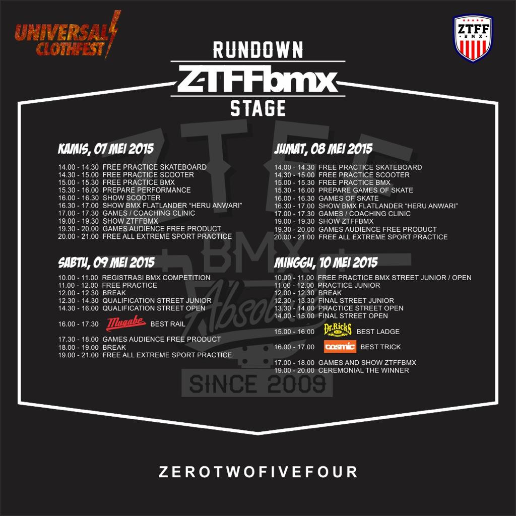 ZTFFbmx rundown at.Universal Clothfest 2015 <a href="/official_UCF/">UNIVERSAL CLOTHFEST</a> <a href="/Zerotwofivefour/">ZTFFbmx</a> <a href="/Mugabewear/">I'm</a> <a href="/cosmicclothes/">Cosmic Clothing</a> <a href="/DrRicksDenim/">DR. RICKS DENIM</a>