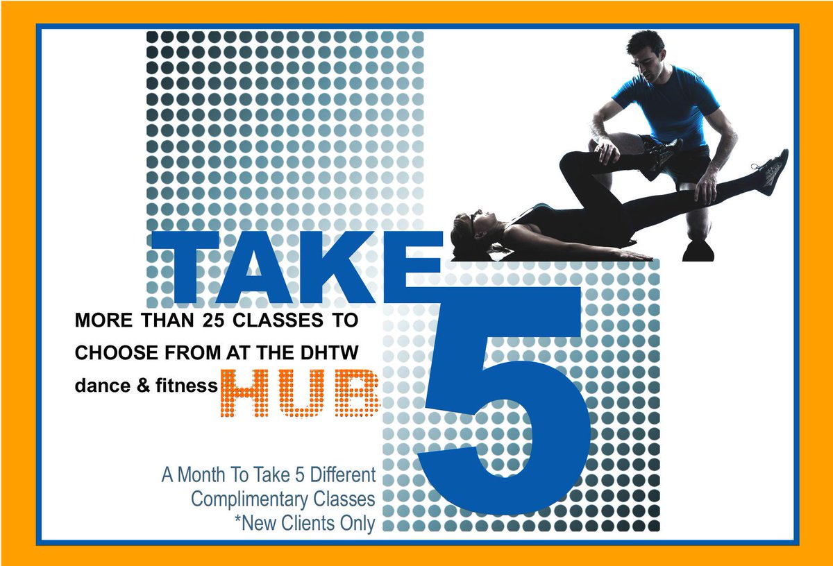 TAKE 5! (For New Clients Only)

Choose 5 from over 25 classes at the DHTW Dance &amp; Fitness Hub. Complimentary!