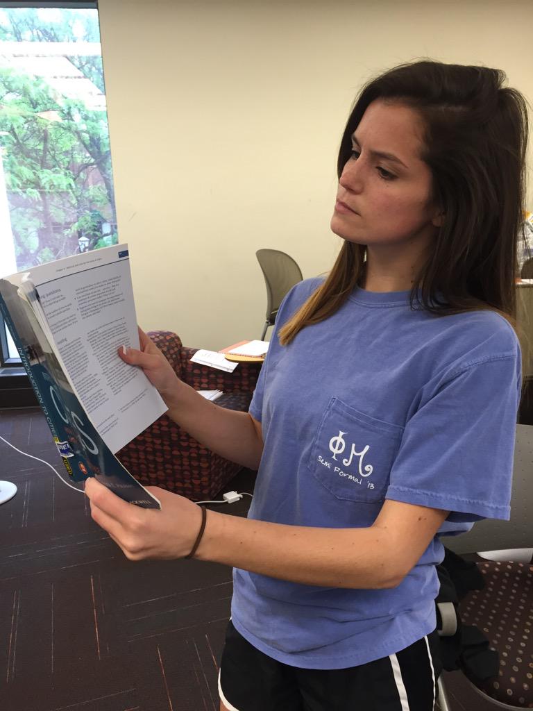 DevonRaeEsteban's tweet photo. Hannah doesn't have a Twitter so it won't distract her from her studies #LettersInTheLibVCU #phimu http://t.co/9tyskMy18O