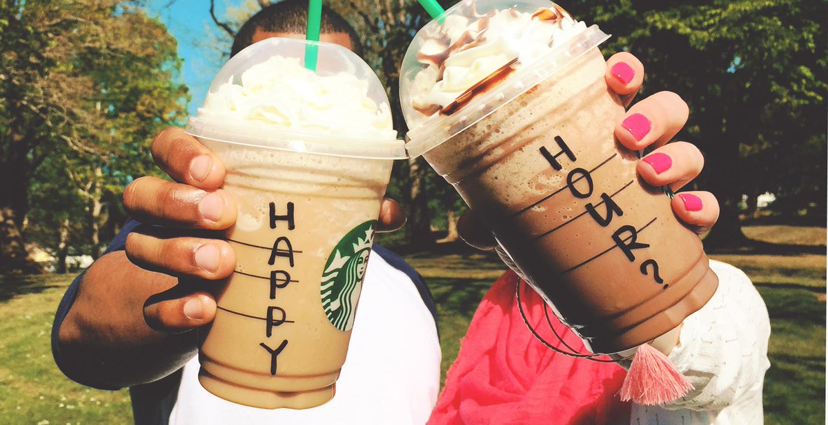 Oh, yup! Get 1/2 off any Frappuccino. May 1-10 from 3-5pm. #FrappuccinoHappyHour 😄