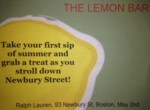 LemonadeDayBOS's tweet photo. Be sure to visit @LemonadeDayBOS stands across the city! Myles will be outside @RalphLauren  on Newbury Street http://t.co/0X9WmhQ0DQ