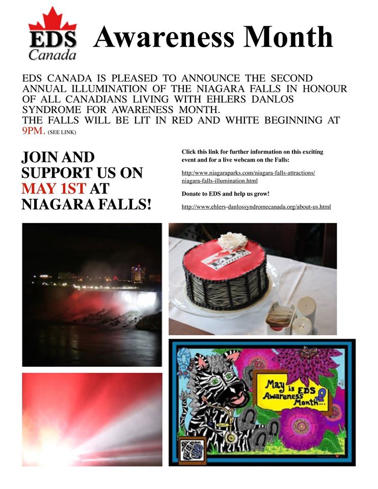 _EDSCanada's tweet photo. Tomorrow, Niagara Falls will be lit up in honour of EDS Awareness Month! http://t.co/iocJDF8Ftw #EhlersDanlosSyndrome http://t.co/1FMAWh0kkP