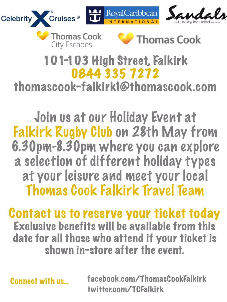 TCFalkirk's tweet photo. Join us at @FalkirkRFC for our exclusive event on 28th May. Tickets available in store, contact us for full details! http://t.co/XAHuRXgKOi