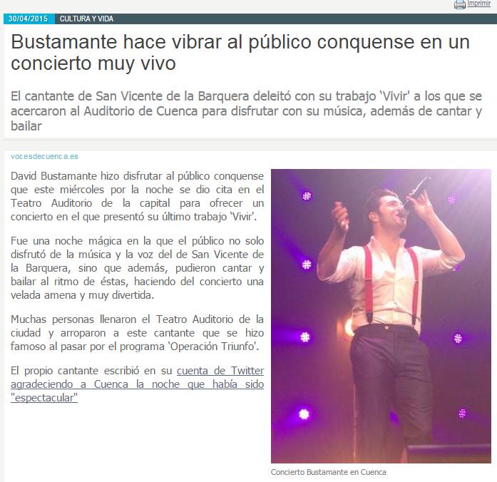 dbustamanteweb's tweet photo. [Prensa Cuenca] @David_Busta hace vibrar al público conquense en un concierto muy vivo 🎵🎤🔝 http://t.co/LvIBBfnUjo http://t.co/bdHG9c7U43