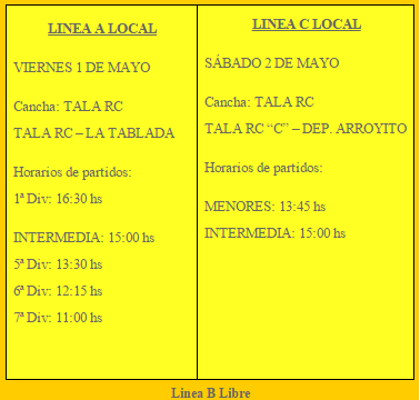 Cartelera de Hoeckey para este fin de semana <a href="/TALAHockey/">TALA Hockey</a>