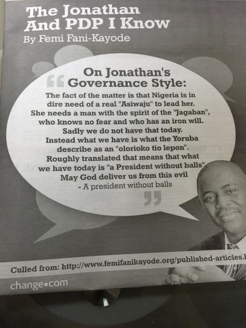 ChangedNigeria's tweet photo. An insider's view to GEJ: "We have a President without balls"
#TIMEFORCHANGE #THETIMEISNOW #Nigeriaisnotworking http://t.co/tBBggRoEth