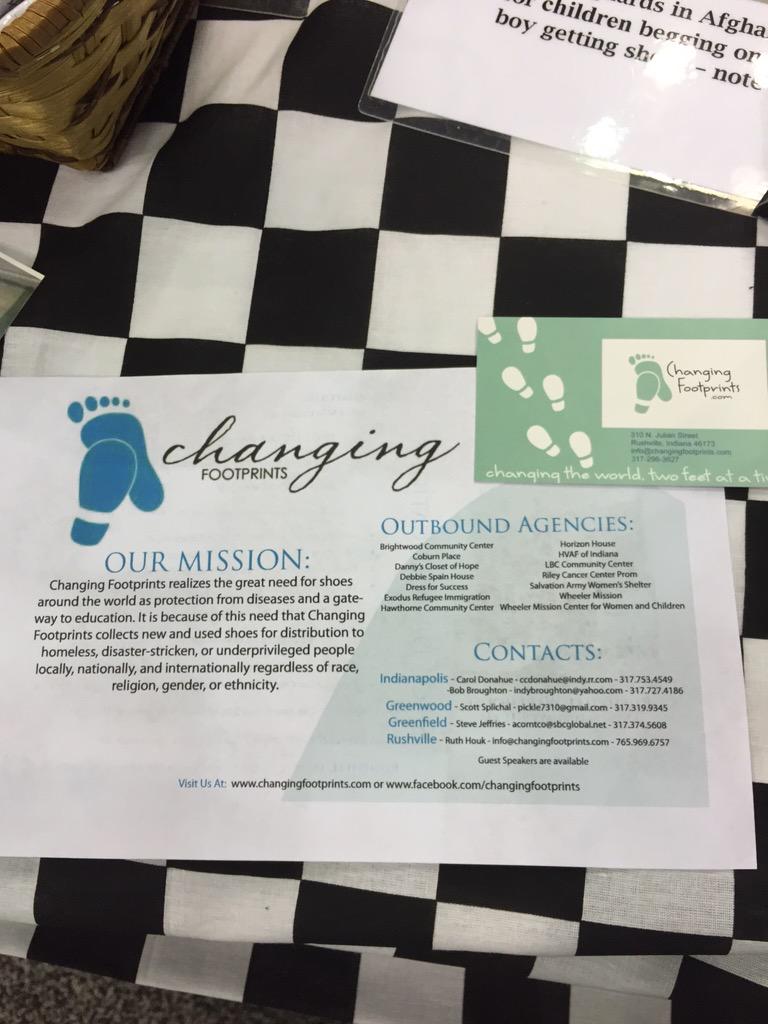 Donate your used shoes at the <a href="/changingftprnts/">ChangingFootprints</a> booth at the <a href="/500Festival/">500 Festival</a> #IndyMini Expo!