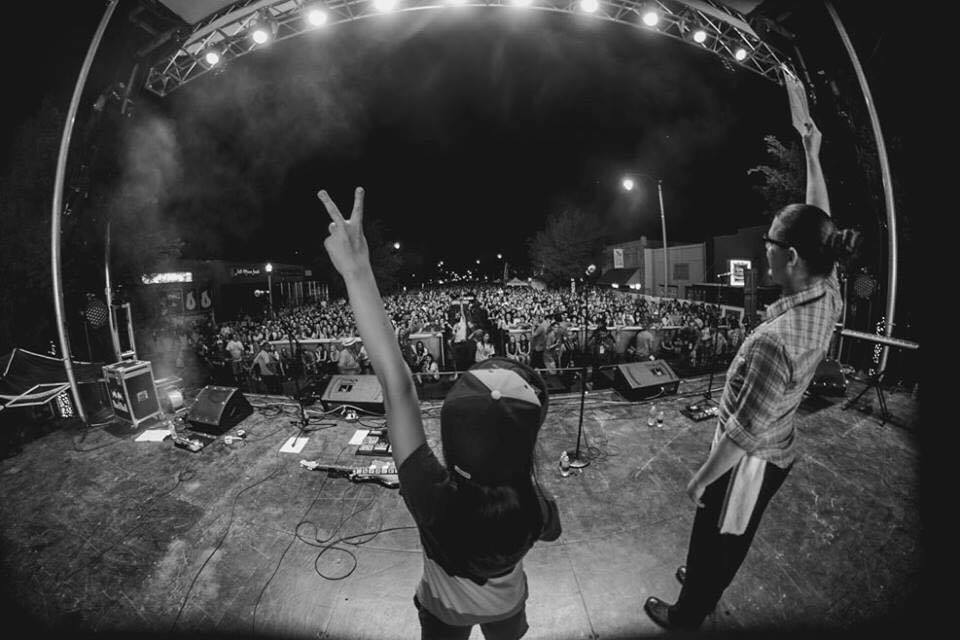 grahambrewer's tweet photo. Check out my son Micah saying 'What up' to the main stage crowd at @NormanMusicFest. So rad. Photo cred @giantclick http://t.co/E0UEtjEWJQ