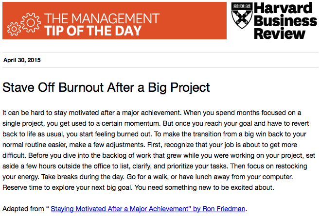 HarvardBiz's tweet photo. Today's management tip: How to motivate yourself again after a big accomplishment http://t.co/EWXzm5JYad