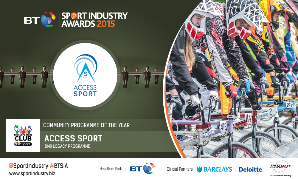 SportIndustry's tweet photo. WINNER @AccessSport BMX Legacy Programme wins Community Programme of the Year, sponsored by The @Supporters Club http://t.co/AGF0xYkXKS