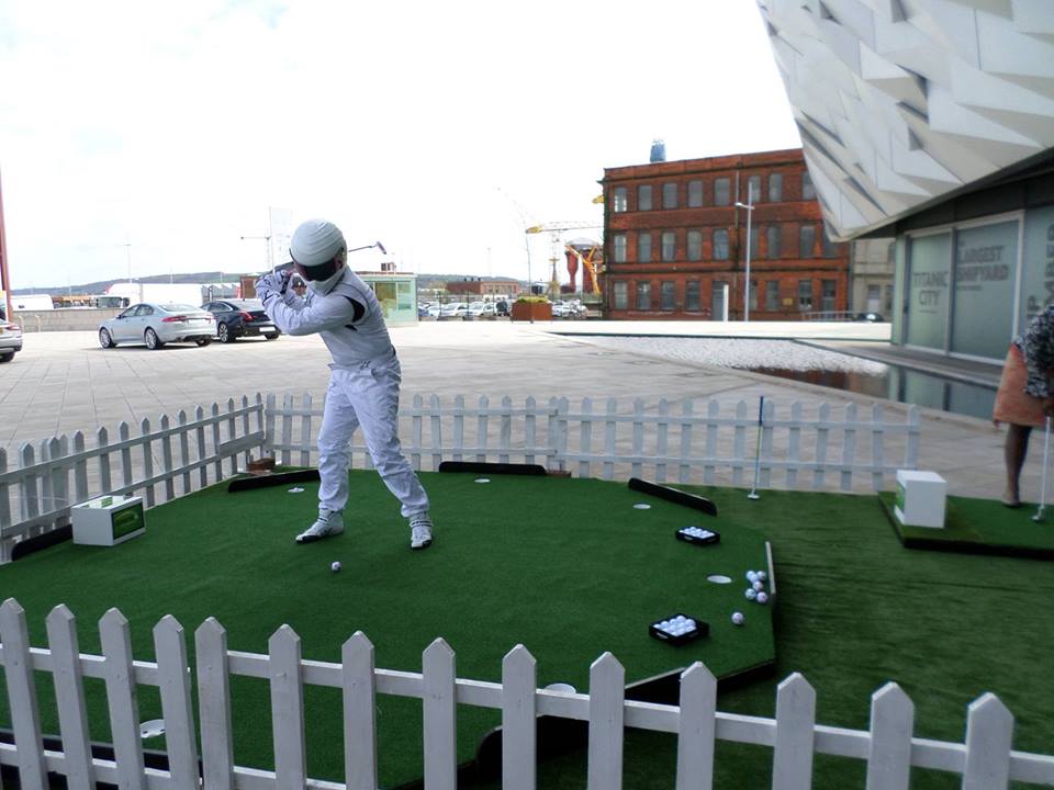 xperientialco's tweet photo. #THESTIG was one of many who visited our golf zone last weekend @FleetAwards @TitanicBelfast #UlsterBank #BelfastHour http://t.co/hO1S9E36wB