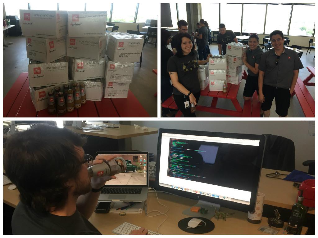 _BottleRocket's tweet photo. And then @illyissimo stops by w/enough coffee to keep us fueled all night! We're coding one handed! #RocketScience15 http://t.co/Kem2fc2kV3