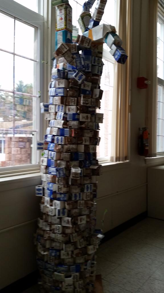 GCS #carton2garden tree is springing to lifewith edamame plants!