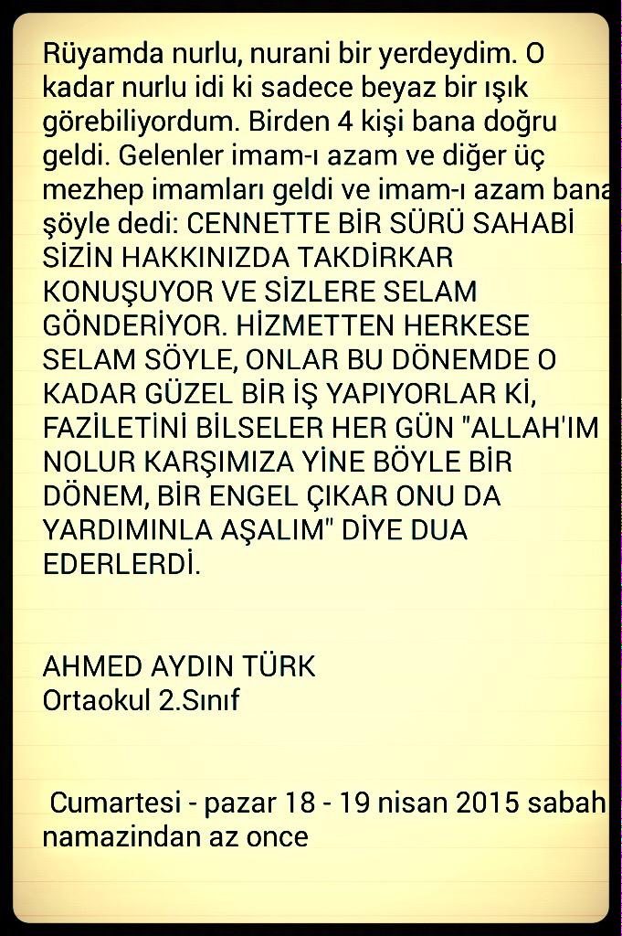 osmansimsek_1's tweet photo. Bazıları rüya ve yakazaya alerji duysa da yüzlerce "mübeşşirât"ın birini, görenin masumiyetine inanarak paylaşıyorum: http://t.co/JhlDv3OGJR