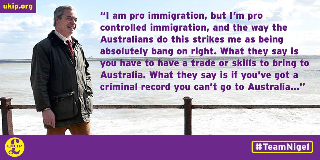 Nigel_Farage's tweet photo. I am pro immigration. But I'm pro CONTROLLED immigration... #AskFarage #AskNigelFarage #bbcqt http://t.co/DfTAcnfWln
