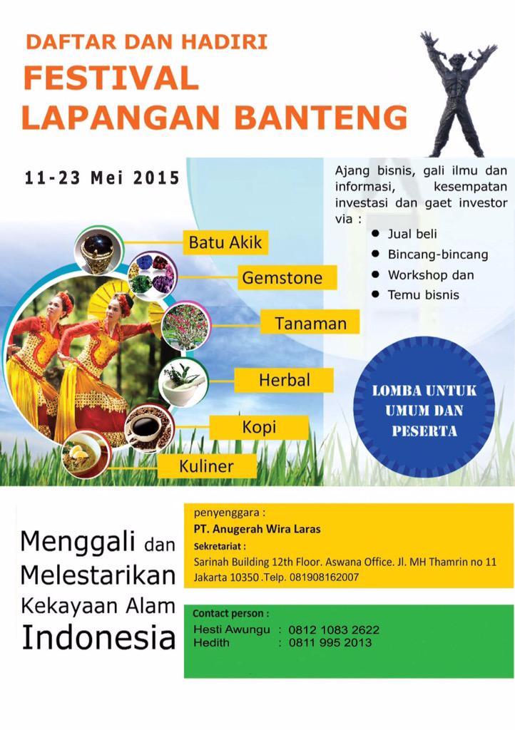 <a href="/Gemstone_Indo/">Gemstone Nusantara</a> Fest Lapangan Banteng 11-23 Mei 2015. Register booth 27 April - 8 Mei 2015. Hub Hesti - 081210832622