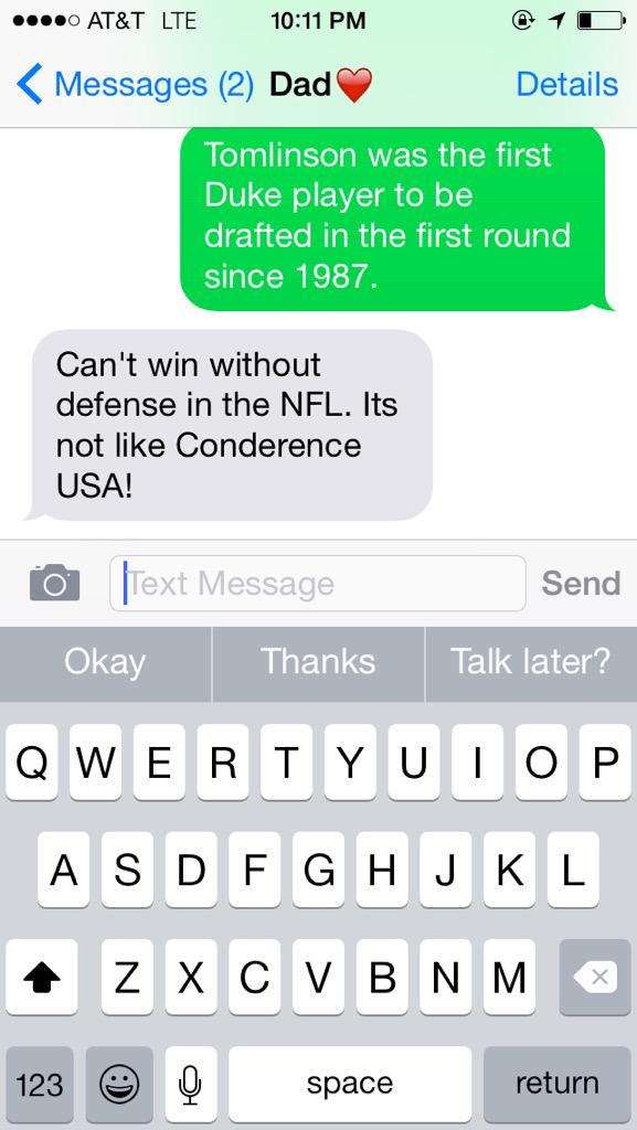 jordan_basham's tweet photo. My dad swears he's a Western fan, but he stays trash talking them😂😭 http://t.co/u8eZle1Dw1