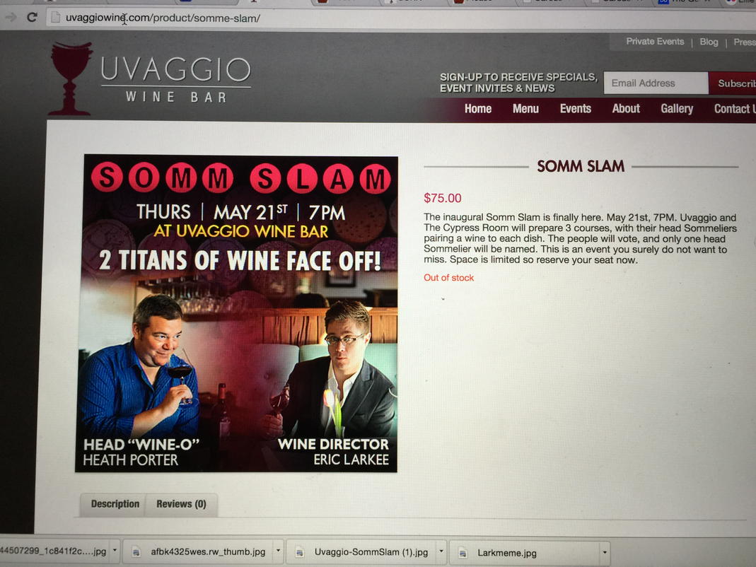michaelsgenuine's tweet photo. Thanks for playing @ericlarkee @heathporter @uvaggiowine @thecypressroom see you 5/21 #outofstock #larkeevsporter ๐ฌ http://t.co/pVpTIPEzq3