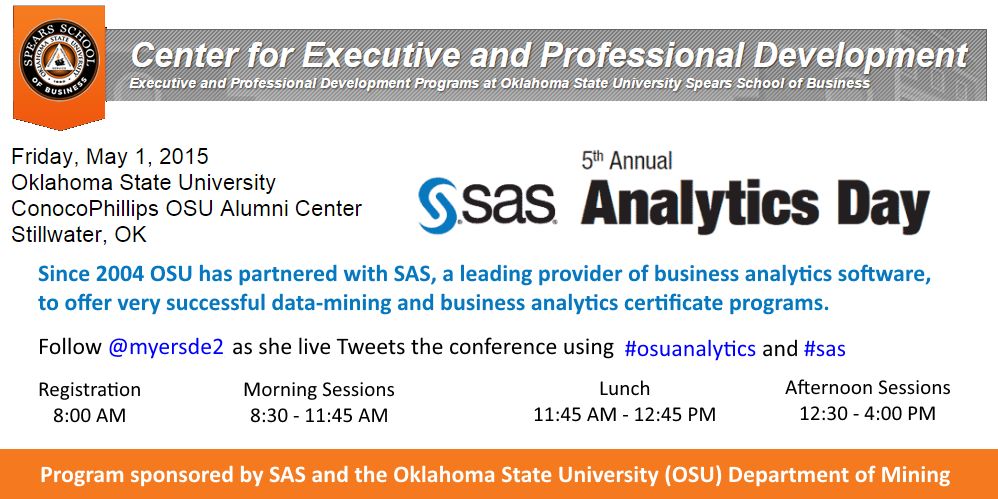 subbob's tweet photo. Interested in #SAS? or #Analytics? Less than 10 hours until #OSUAnalytics @myersde2 http://t.co/Wl9FStsXSF http://t.co/nzPCDY3jIl