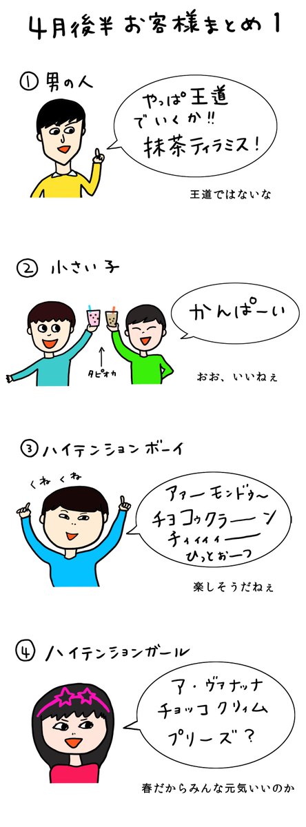 クレープ屋で働く私のどうでもいい話4月後半まとめ
春はお客様のテンション高い 