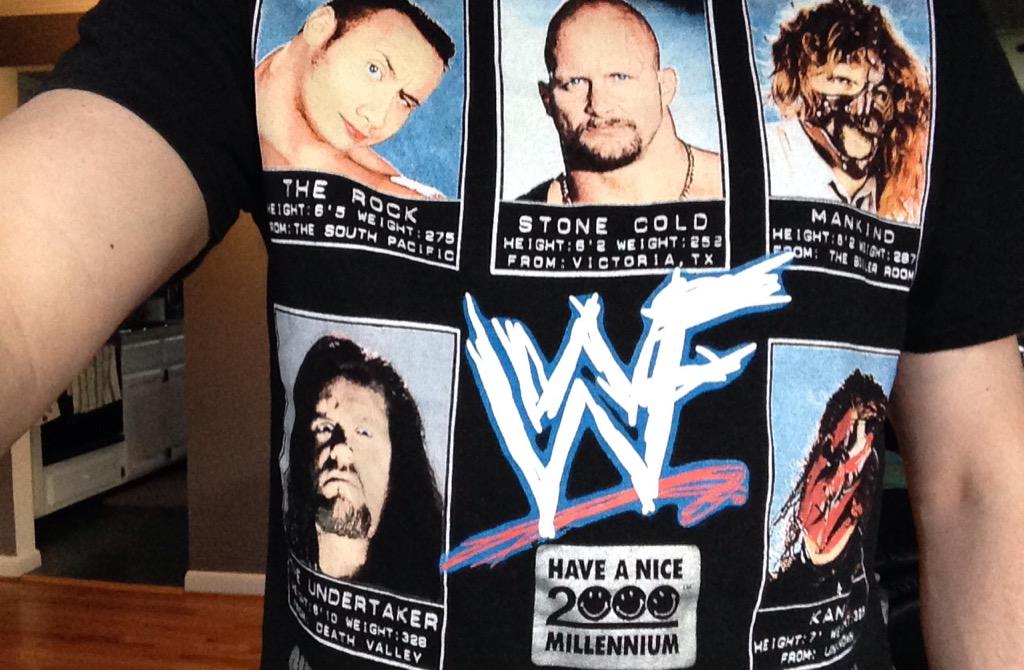 MartyCallinan's tweet photo. Rockin' this oldie but goodie tonight. #haveanicemillenium #wwf #fromunknown http://t.co/UTgiHZwreI