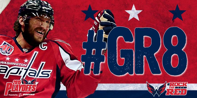Capitals's tweet photo. THE #GR8 WITH A LAZER! @OVI8 GETS THE SCORING STARTED HERE IN NEW YORK! 1-0 WASHINGTON! #CAPSNYR #ALLCAPS #ROCKTHERED http://t.co/8OGCly5N3Y