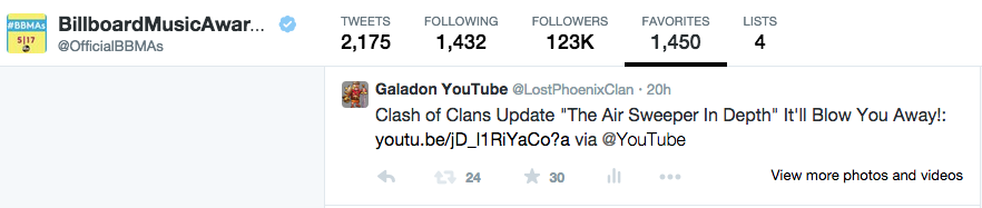 GaladonGaming's tweet image. Favorited by @OfficialBBMAs - hmmm - maybe we have some top recording artists who are Clashers, too? :) #ClashofClans