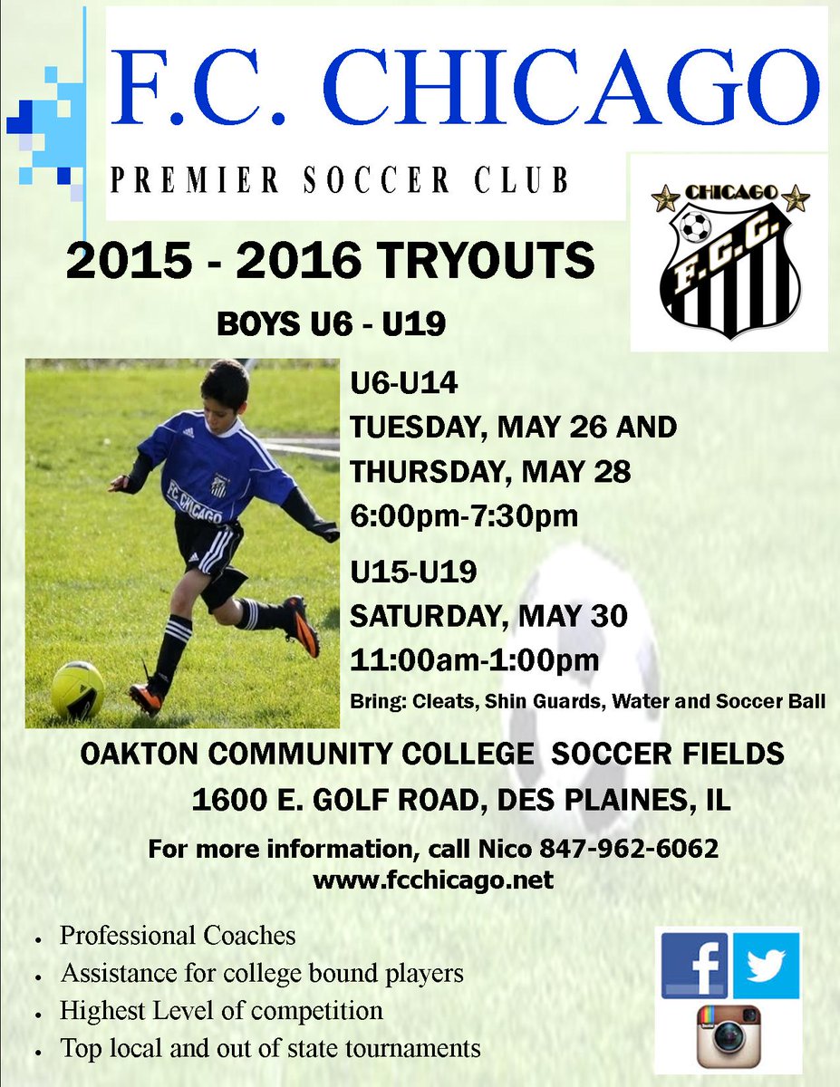 FCChicago1's tweet image. FC Chicago Tryouts just around the corner! Share with friends @FCChicago2002 #fcchicago #soccer #tryouts
