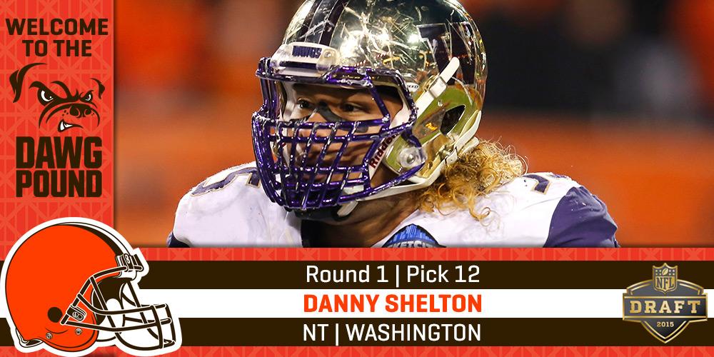 Browns's tweet photo. With the 12th pick in the 2015 #NFLDraft the #Browns select Washington DT Danny Shelton #BrownsDraft http://t.co/SlACSGEasN