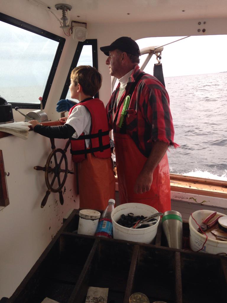 Jay and soon to be captain Carter on the Sea Hooker catching dinner for The Barnacle. #madefromamerica @gactv