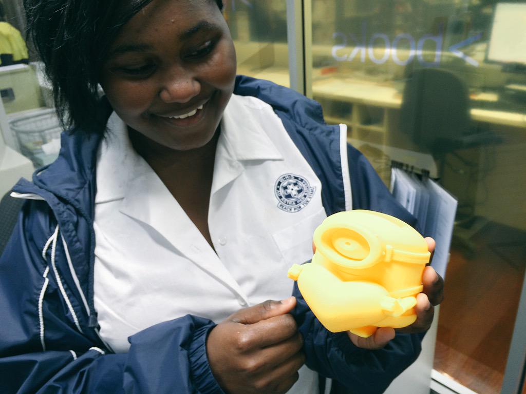 whsHub's tweet photo. Well done, Aime!!! “@AlexSemm: Aime and her amazing minion money box. #GirlsInTechnology #3DPrintClub http://t.co/YVVtDiy3jr”