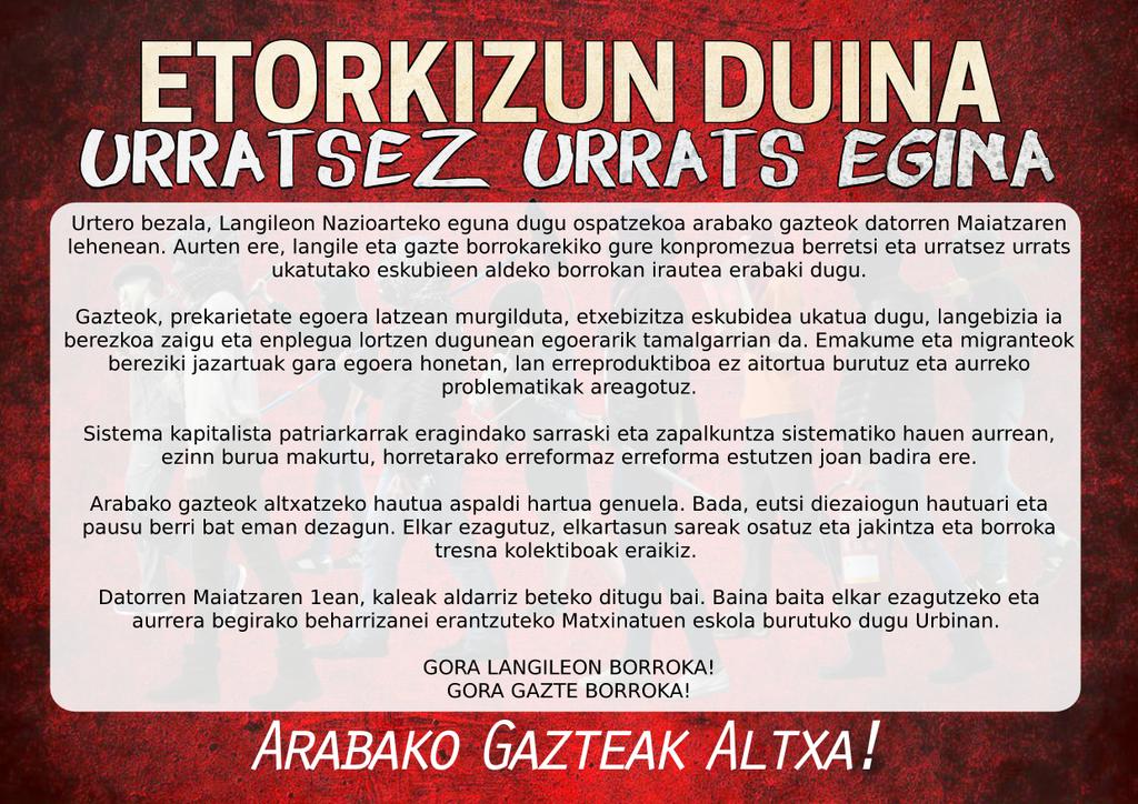 gemantzipatu's tweet photo. Etorkizun duina, urratsez urrats egina! M1ean borrokatzeko 11 arrazoi ditugulako, dnok Urbinara! #M1LangileokBorrokan http://t.co/v4FDoxxP9x