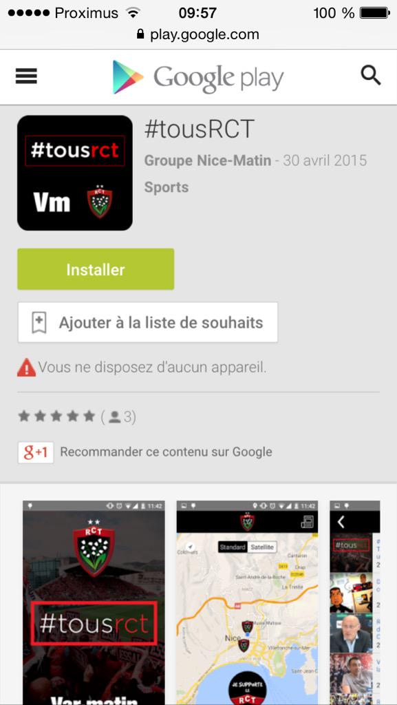 NMResistance's tweet photo. “@roubaudjf: Supporters rouge et noir, comptez-vous avec l'appli #tousrct @Nice_Matin @Var_Matin cc #RCTASM http://t.co/whctgdtcLA”