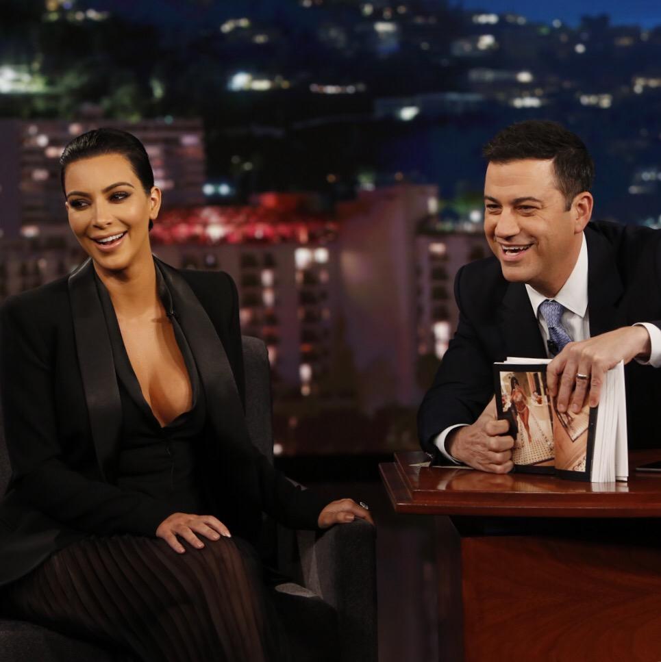 KimKardashian's tweet photo. Tune into @JimmyKimmel – Tonight on ABC! #KIMMEL #SELFISH http://t.co/p6bhFQ3AWg