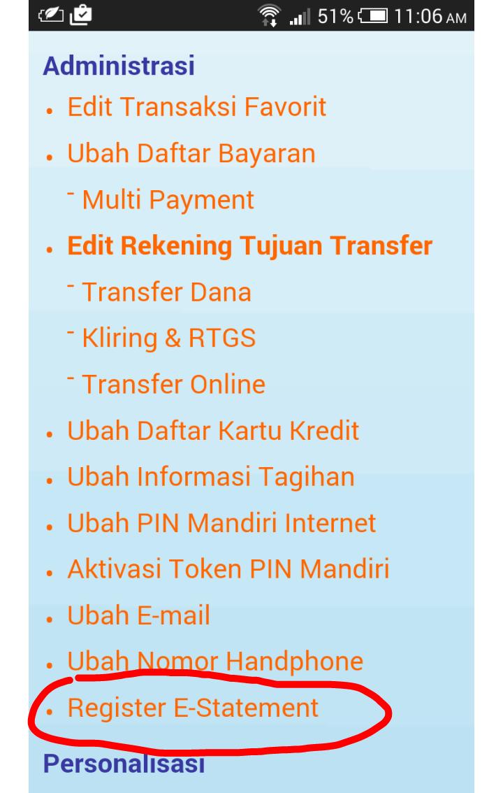 Mandiri e-statement Mandiri e-statement