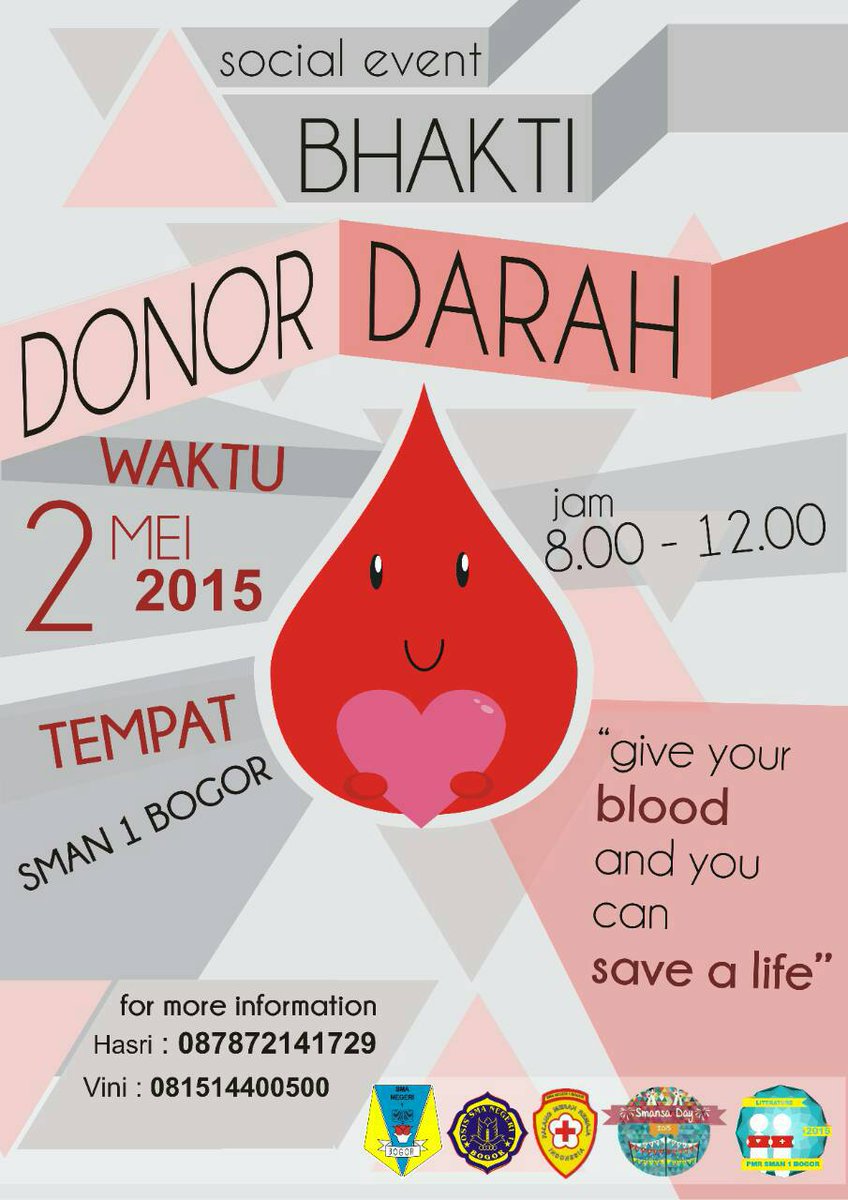 LITERATURE_2015's tweet photo. BESOK! Donor Darah di SMAN 1 Bogor. Jangan ragu untuk berbuat kebaikan :) @JangkarBahtera @tweetsmansa @SMANSADAY2015 http://t.co/L3CGCbaBEj
