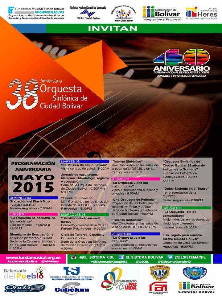 Nos complace compartir con uds nuestro cronograma de activades para celebrar el Aniversario #38.