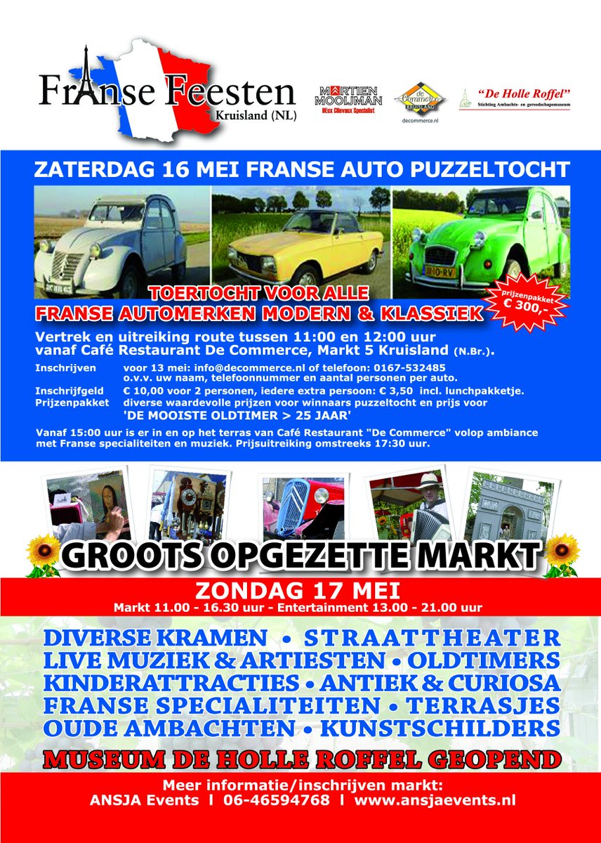 Op zondag 17 mei zijn we weer present op de #fransefeesten  in Kruisland, kom gezellig langs!