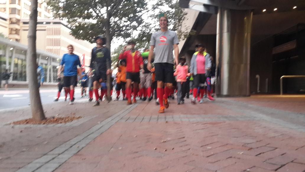 TarrynCorlett's tweet photo. @johnmcinroy @TheUnogwaja taking over Cape Town City this morning. Amazing atmosphere.  Making history! http://t.co/YSxwpVl8PD