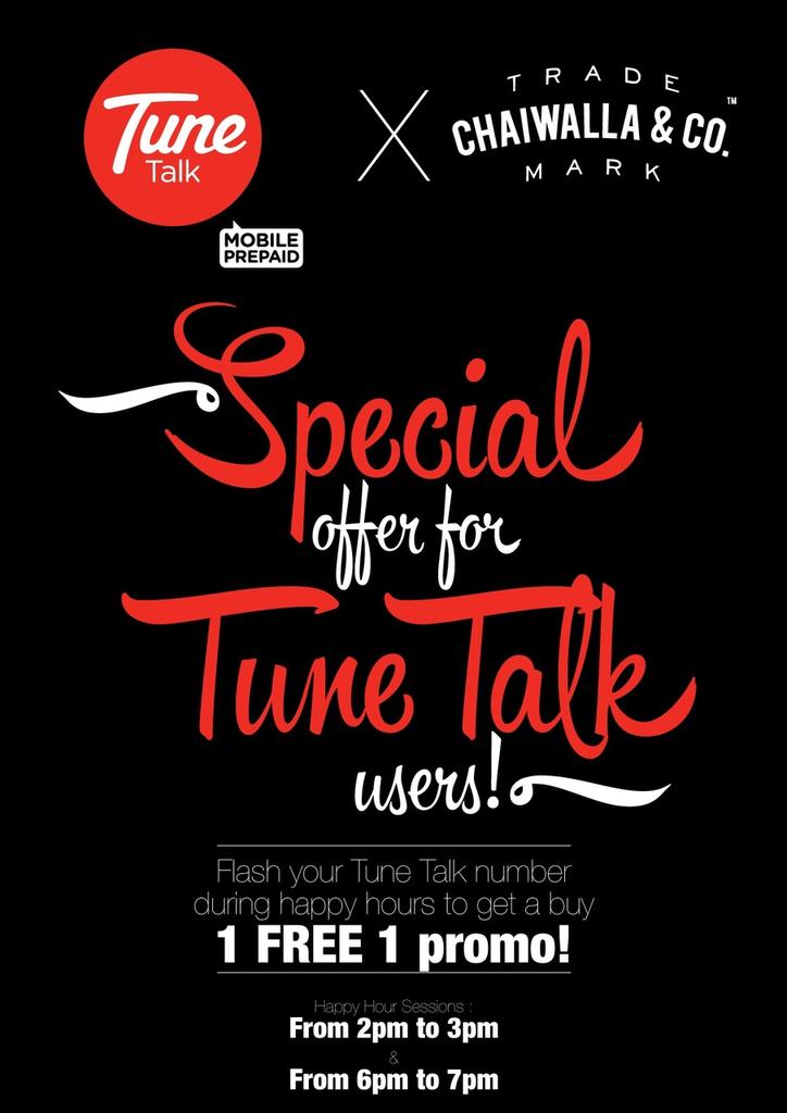 TuneTalk's tweet photo. HAPPY HOUR! #TuneTalkers get your "buy 1 free 1" promo at @ChaiwallaCo booth! #mobite http://t.co/eTNsygVIuS